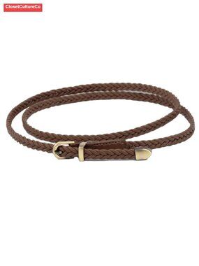 Skinny Braided Leather Belt Thin Woven Waist Belt for Jeans Pants Dresses